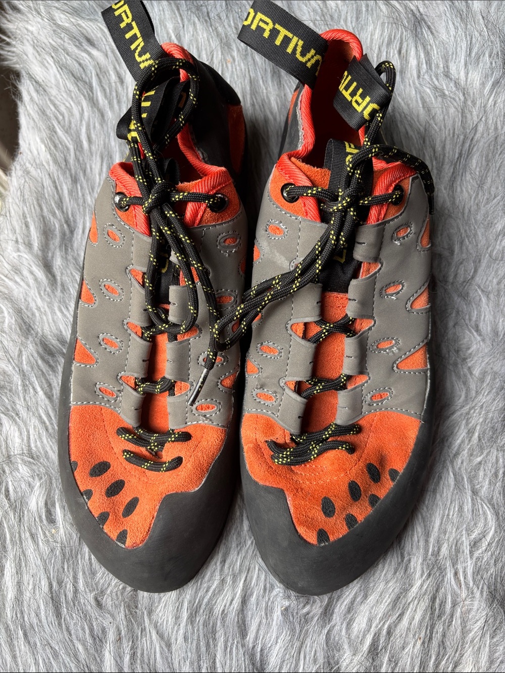 La Sportiva Orange and Gray tarantula Performance Climbing Shoes